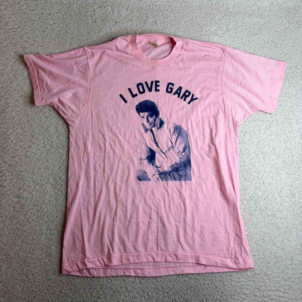 70s Screen Stars I Love Gary Lowenthal Pink Graphic T-Shirt XL Single Stitch